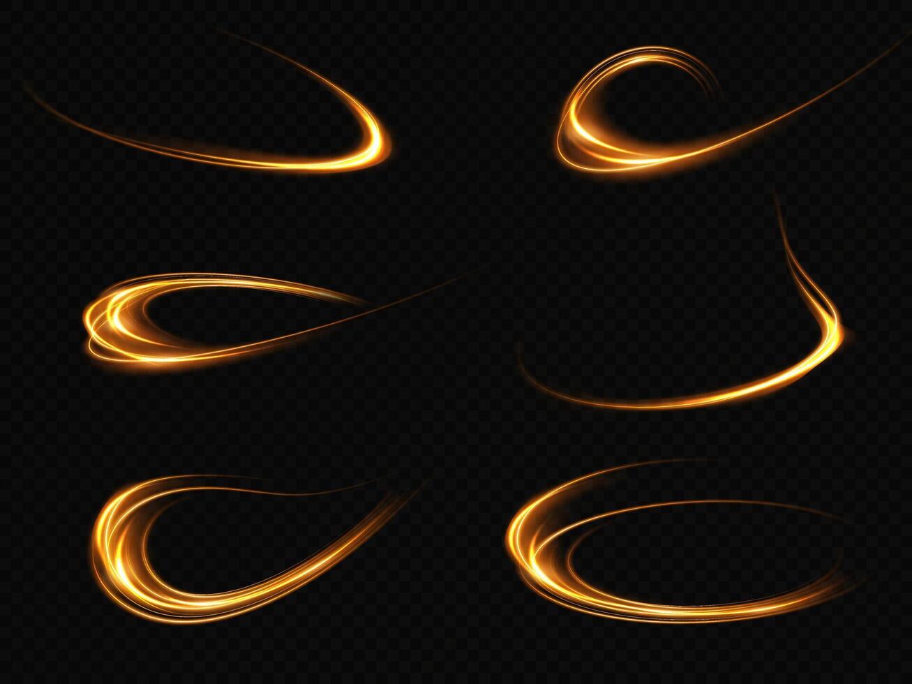Elegant Gold Light Trails on a Rich Black Background, Creating a Stunning Visual Experience vector