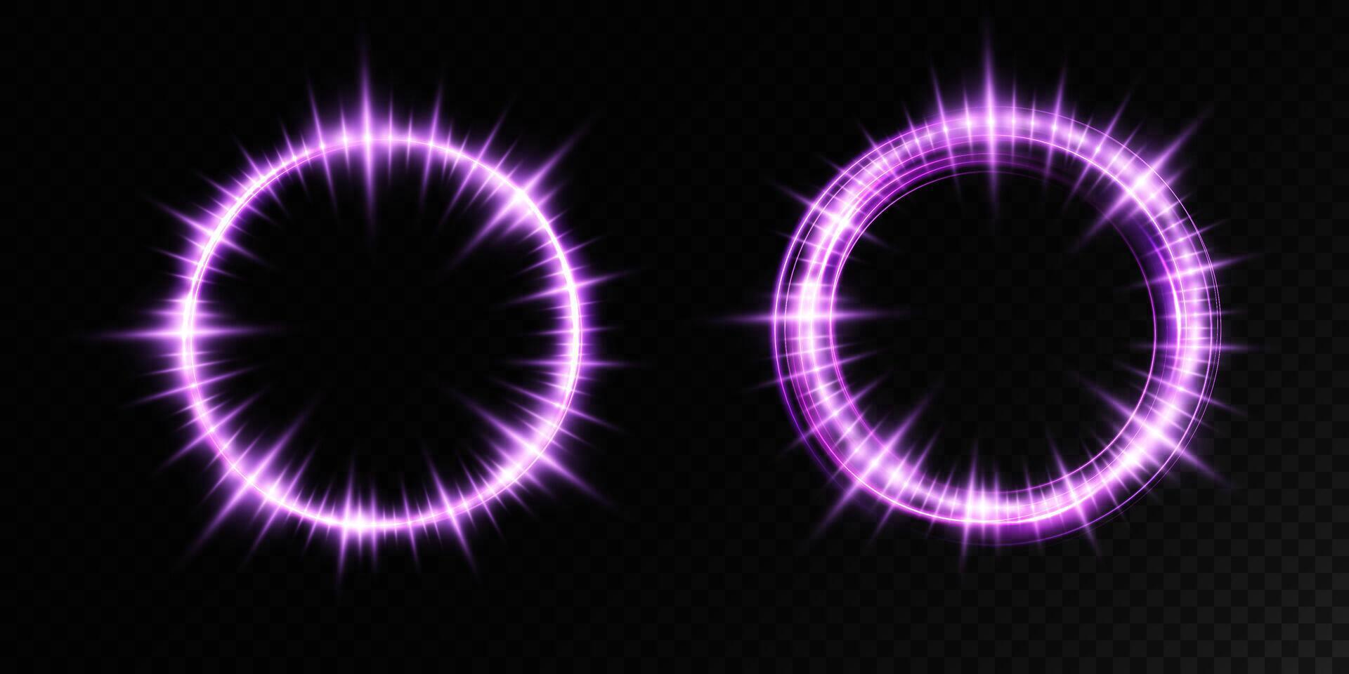 Captivating Glowing Purple Circular Light Effects Perfectly Designed for Various Media Use vector