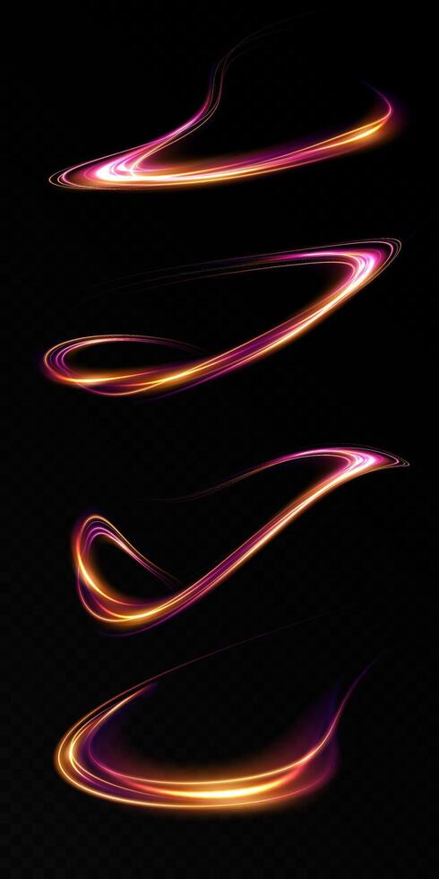 The creation showcases vibrant light trails on a dark background, offering a stunning aesthetic vector