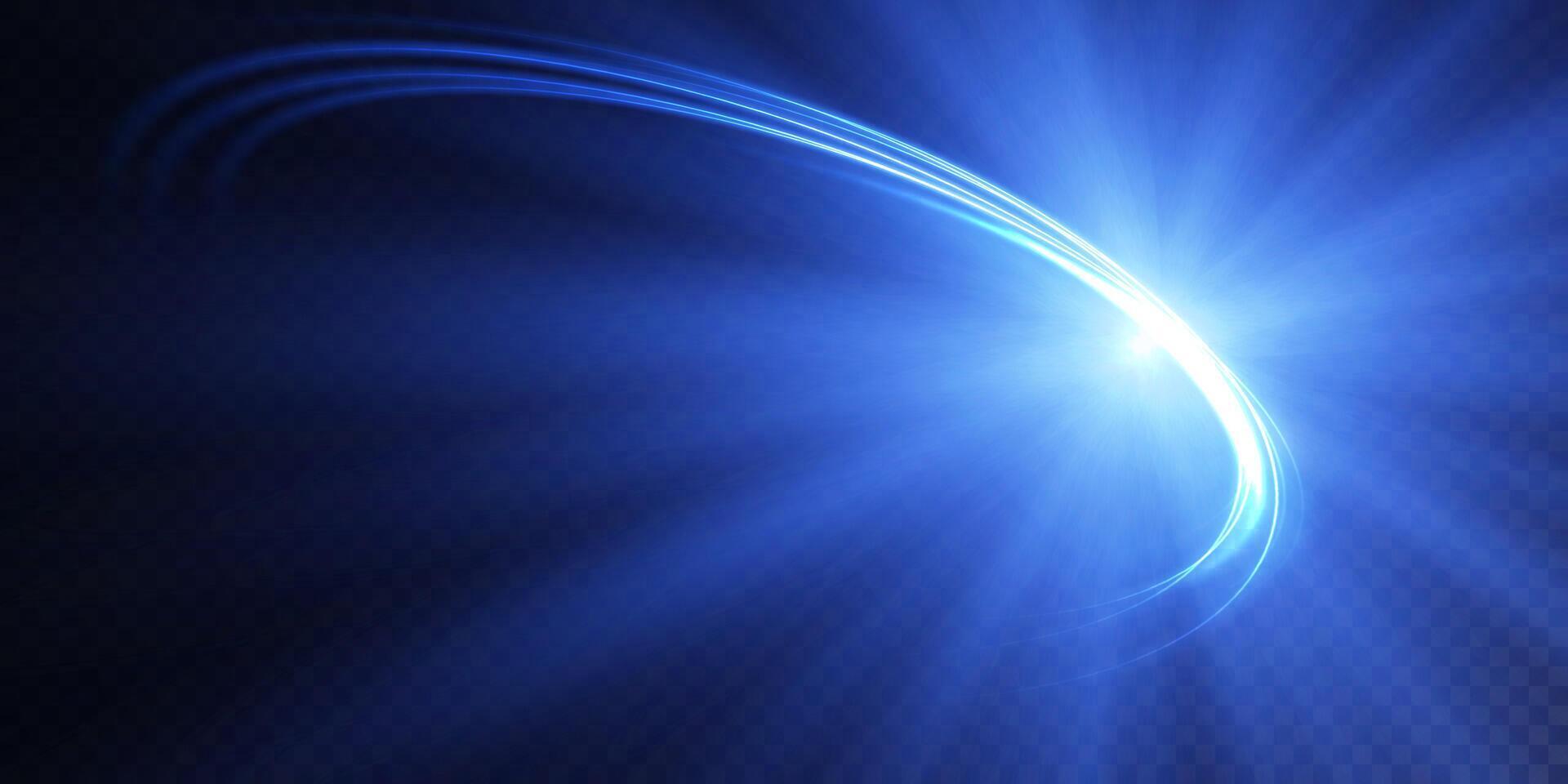 Abstract representation of Blue Light Rays set against a contrasting Dark Background vector