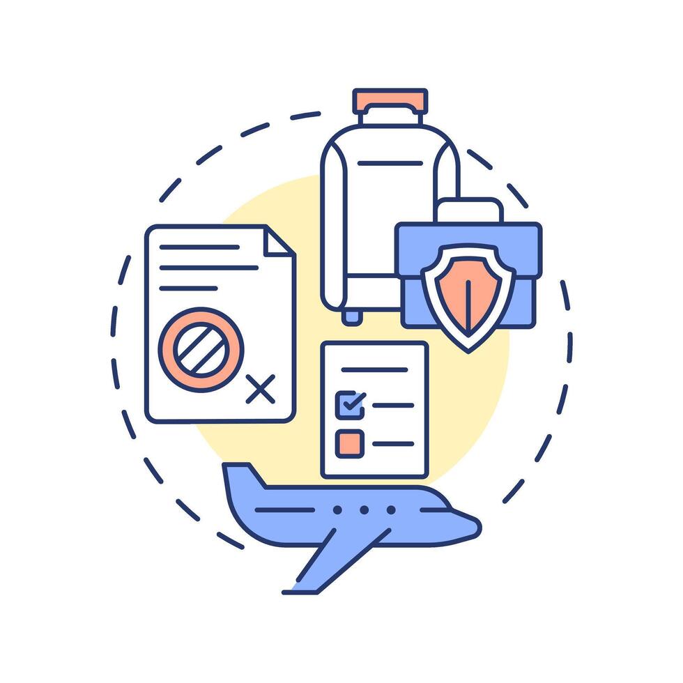 Business travel policy multi color concept icon. Employees guide. Journey risk management solution. Round shape line illustration. Abstract idea. Graphic design. Easy to use in presentation vector