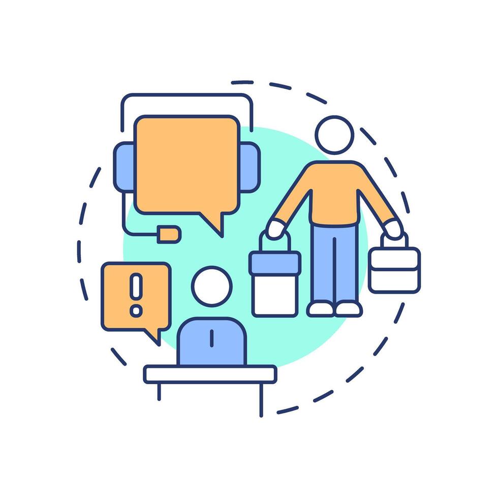 Traveler assistance multi color concept icon. Support services. Benefit of travel risk management. Round shape line illustration. Abstract idea. Graphic design. Easy to use in presentation vector