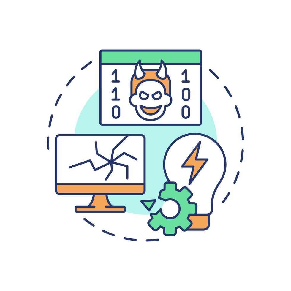 Technological failures multi color concept icon. Type of critical events. Travel risk management. Round shape line illustration. Abstract idea. Graphic design. Easy to use in presentation vector
