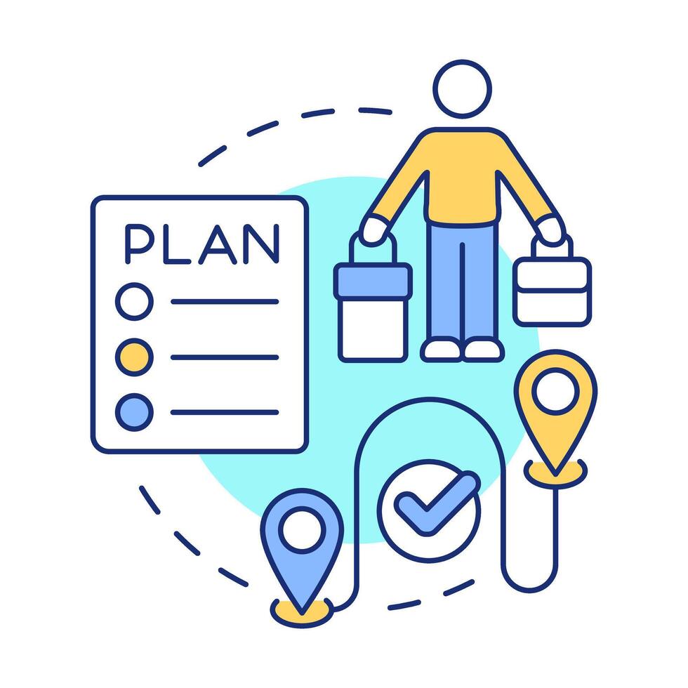 Be set multi color concept icon. Plan of escape from danger. Evacuation level. Emergency response. Round shape line illustration. Abstract idea. Graphic design. Easy to use in presentation vector