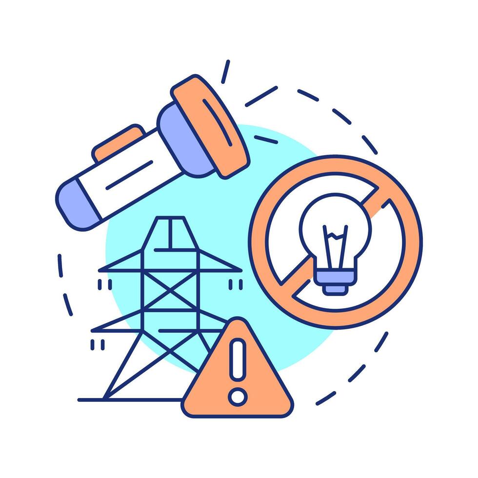 Power outages multi color concept icon. Electricity supply disruption. Safety and emergency alert. Round shape line illustration. Abstract idea. Graphic design. Easy to use in application vector