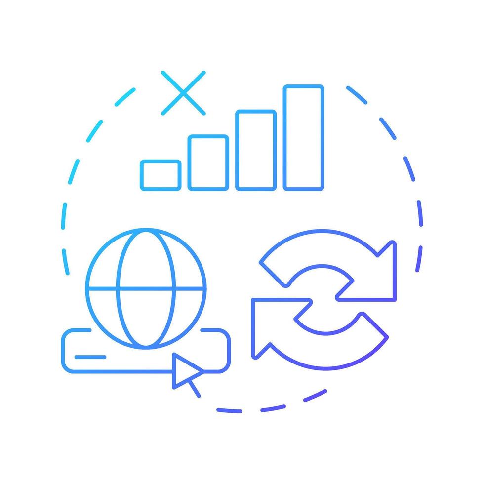 Progressive web apps blue gradient concept icon. App like software for vary devices. Development technology. Round shape line illustration. Abstract idea. Graphic design. Easy to use in presentation vector