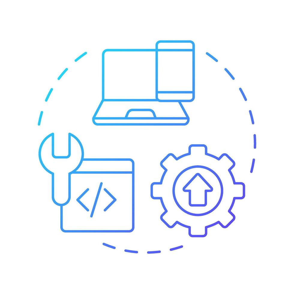 Progressive enhancement blue gradient concept icon. Work for all users and devices. Feature of PWAs. Round shape line illustration. Abstract idea. Graphic design. Easy to use in presentation vector