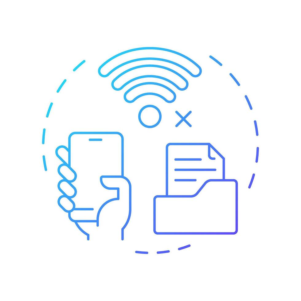 Offline functionality blue gradient concept icon. Access without internet connection. Feature of PWAs. Round shape line illustration. Abstract idea. Graphic design. Easy to use in presentation vector