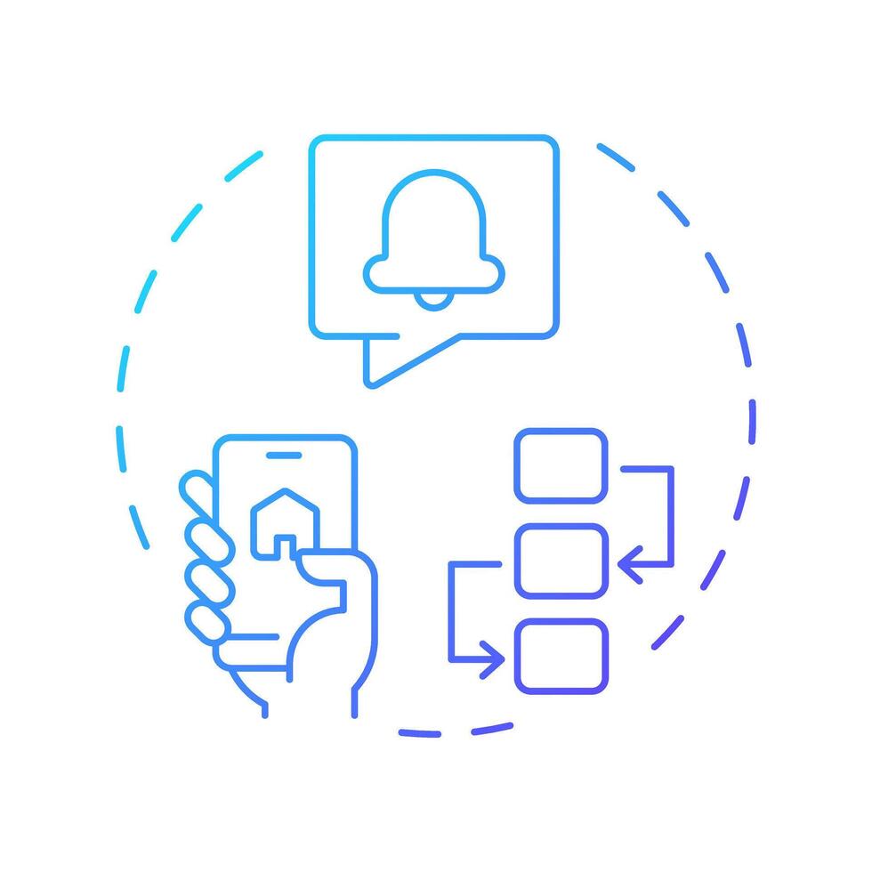 App like experience blue gradient concept icon. Function as native mobile applications. Feature of PWAs. Round shape line illustration. Abstract idea. Graphic design. Easy to use in presentation vector