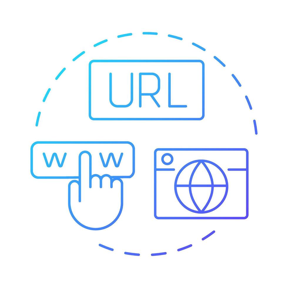 Linkable blue gradient concept icon. Share via URLs without requiring downloads. Characteristic of PWAs. Round shape line illustration. Abstract idea. Graphic design. Easy to use in presentation vector