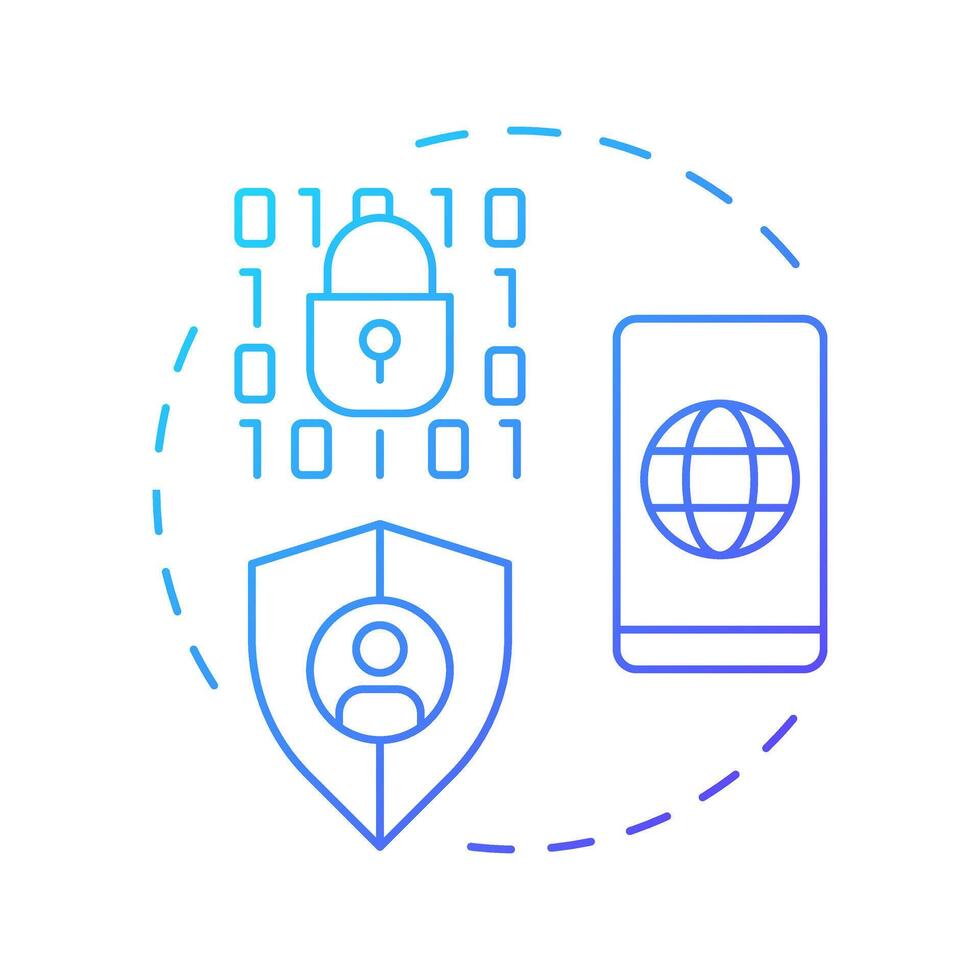 HTTPS secure origin blue gradient concept icon. Prevent data interception. Characteristic of PWAs. Round shape line illustration. Abstract idea. Graphic design. Easy to use in presentation vector