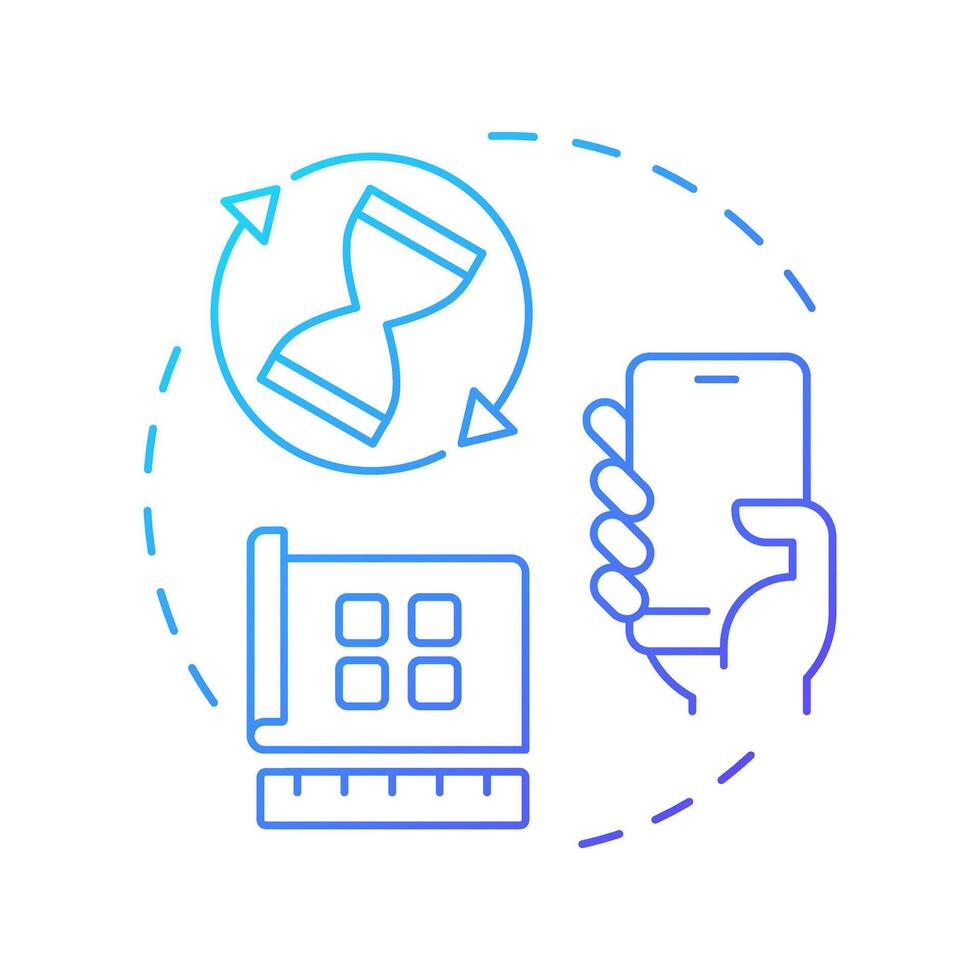 Application shell blue gradient concept icon. Ensure fast loading and smooth performance. Component of PWAs. Round shape line illustration. Abstract idea. Graphic design. Easy to use in presentation vector