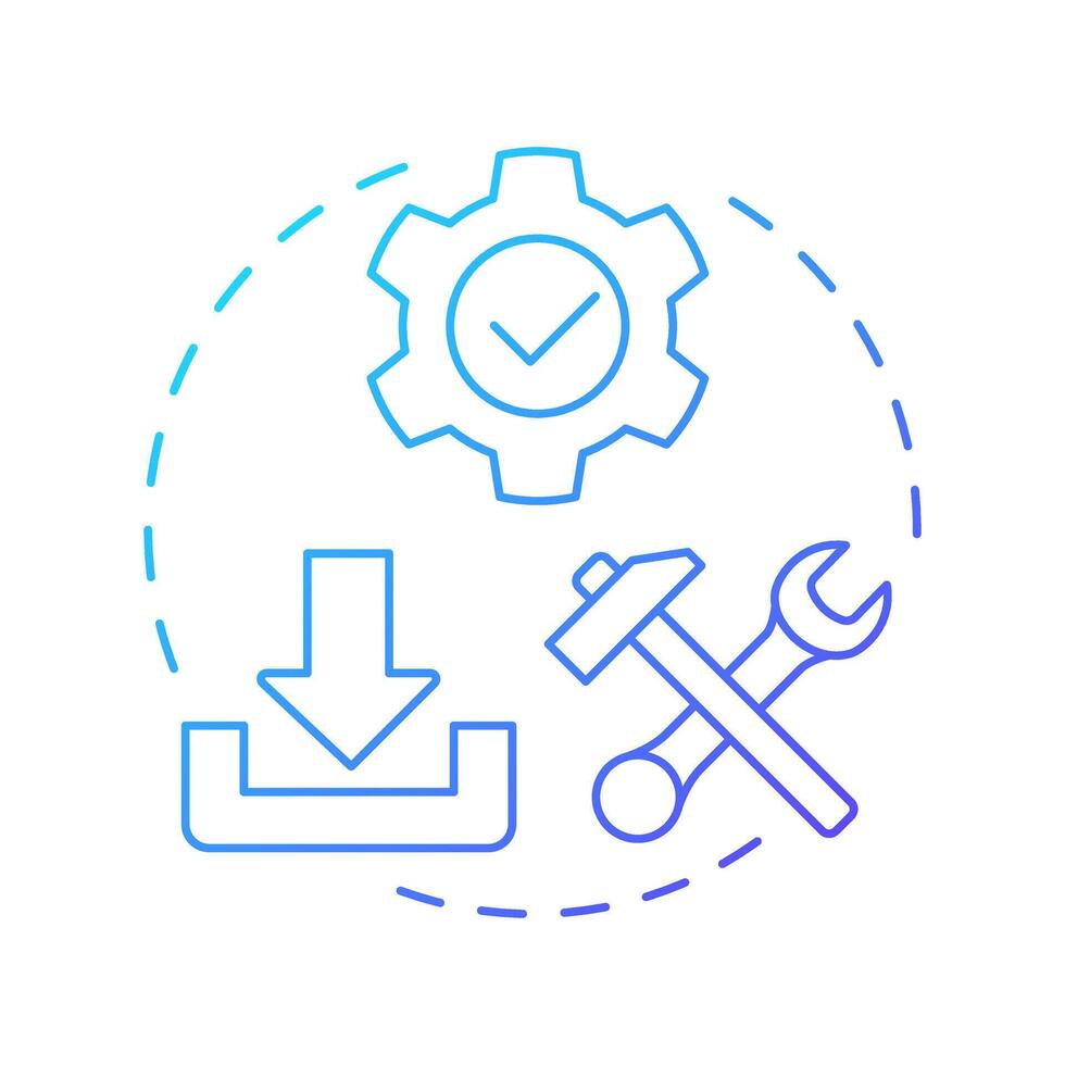 Easy installation blue gradient concept icon. Software setup and usage with minimal efforts. Pros of PWAs. Round shape line illustration. Abstract idea. Graphic design. Easy to use in presentation vector