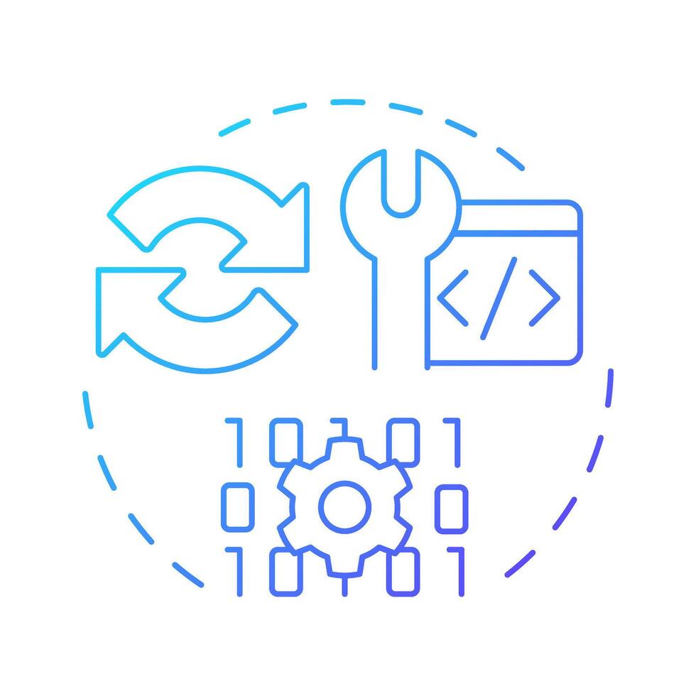 Service worker blue gradient concept icon. Background script running separately. Component of PWAs. Round shape line illustration. Abstract idea. Graphic design. Easy to use in presentation vector