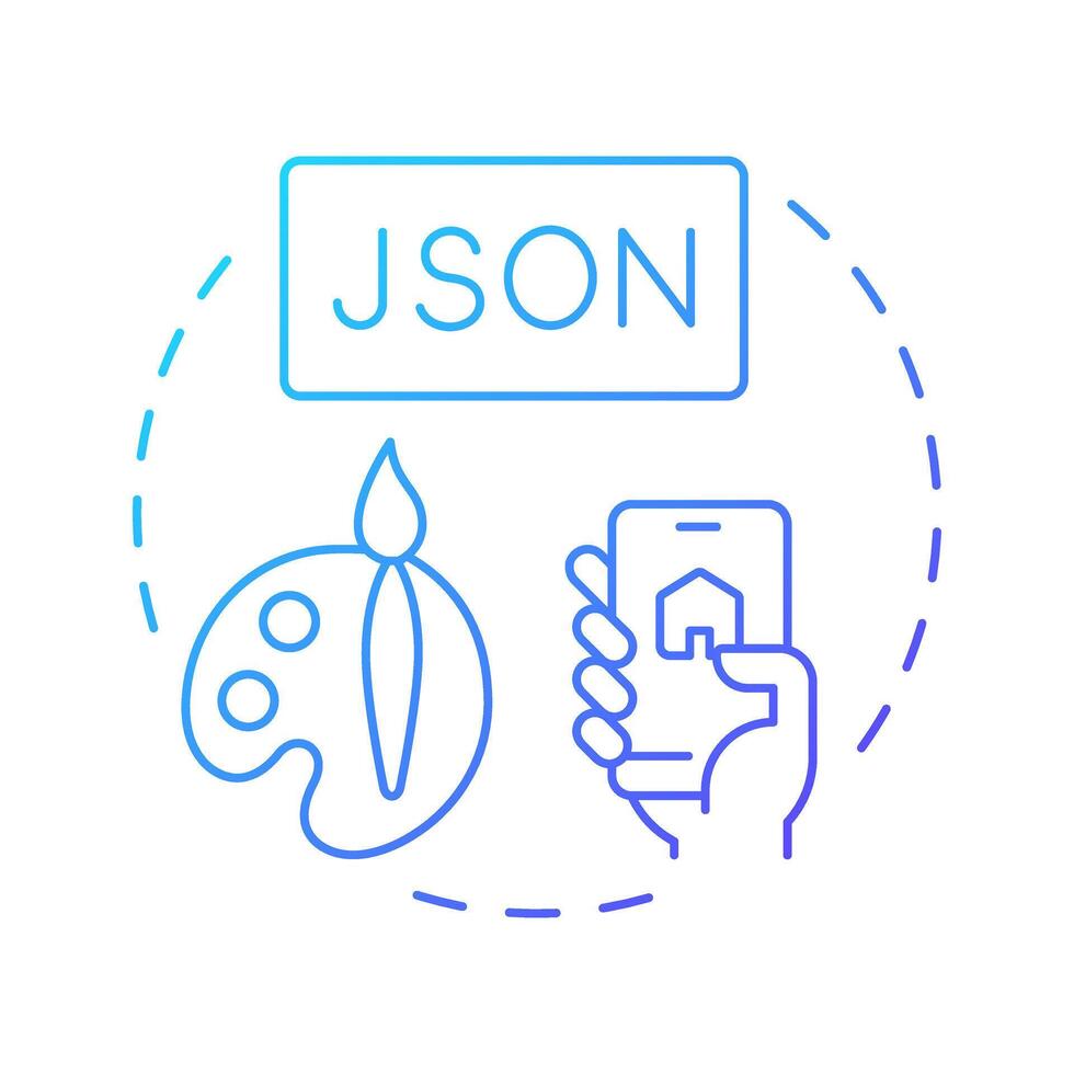 Web app manifest blue gradient concept icon. JSON file providing metadata for application. Component of PWAs. Round shape line illustration. Abstract idea. Graphic design. Easy to use in presentation vector