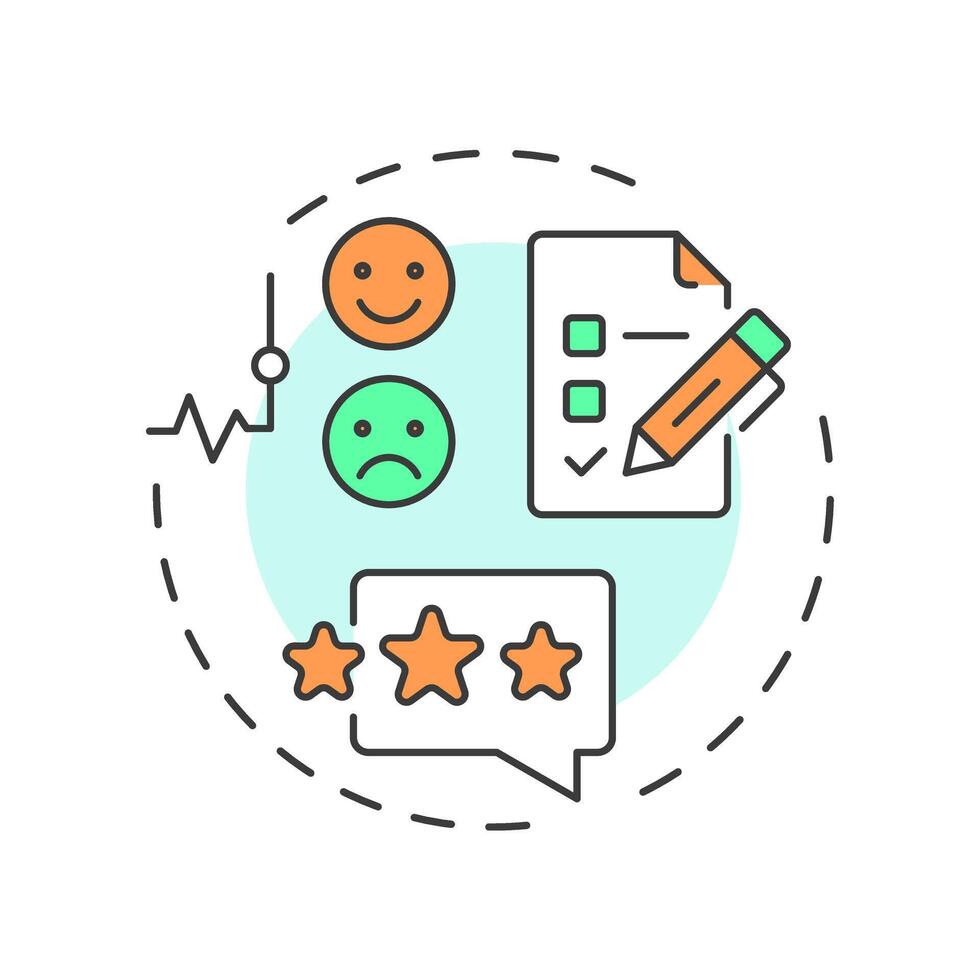 Employee engagement survey multi color concept icon. Feedback checklist, review. Round shape line illustration. Abstract idea. Graphic design. Easy to use in infographic, presentation vector