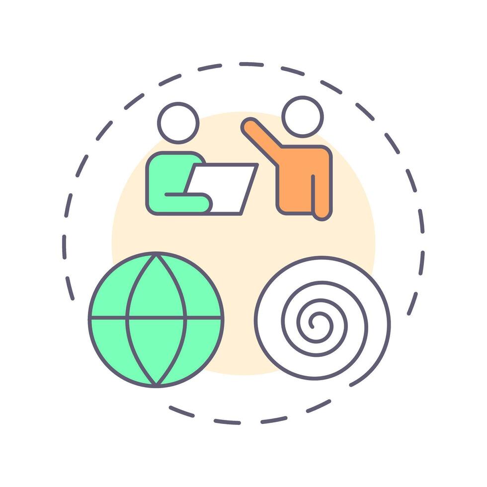 Spiral career multi color concept icon. Team work, cooperation. Workforce, employees. Round shape line illustration. Abstract idea. Graphic design. Easy to use in infographic, presentation vector