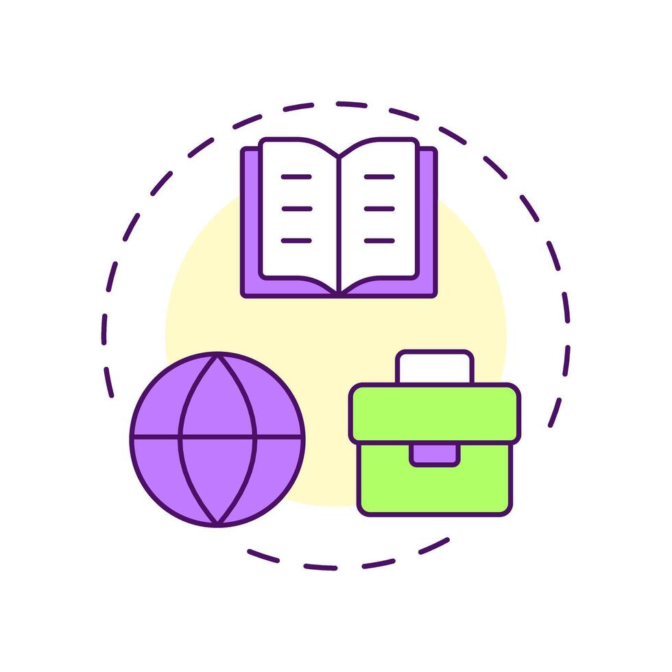 Career exploration multi color concept icon. Job search, networking. Online research. Round shape line illustration. Abstract idea. Graphic design. Easy to use in infographic, presentation vector