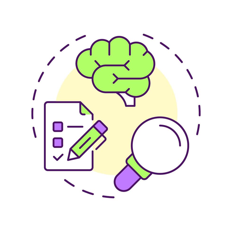 Self assessment multi color concept icon. Professional growth. Career development. Test, knowledge. Round shape line illustration. Abstract idea. Graphic design. Easy to use in infographic vector