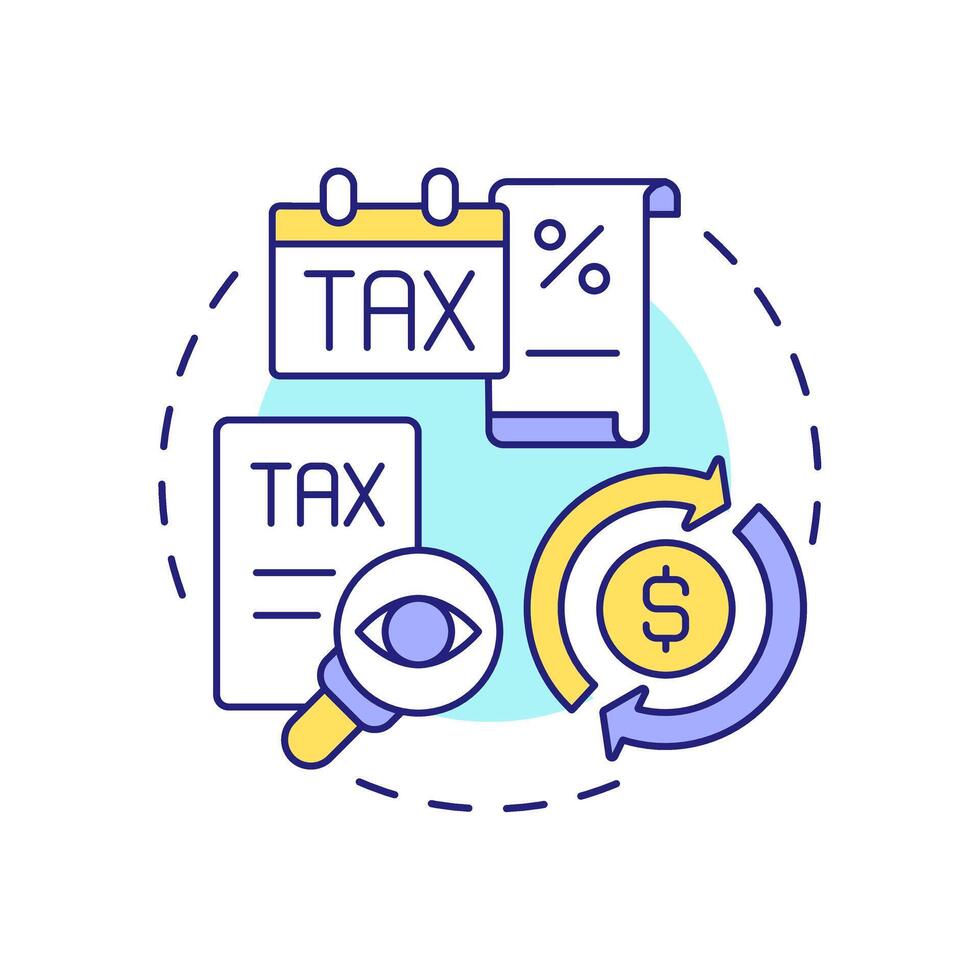 Tax implications analysis multi color concept icon. Finances control. Intercompany transaction process. Round shape line illustration. Abstract idea. Graphic design. Easy to use in booklet vector
