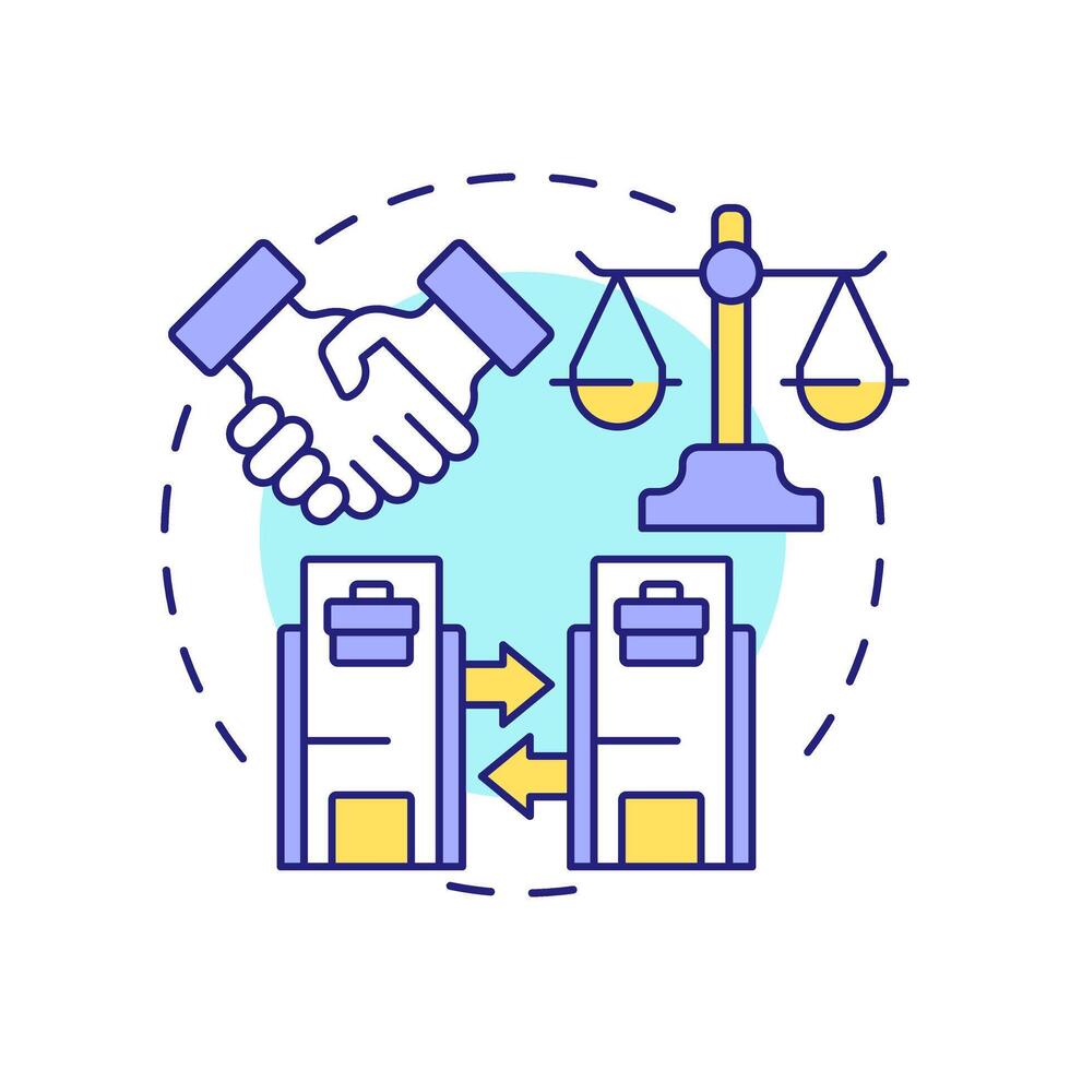 Intercompany agreements multi color concept icon. Legal regulatory standards. Intra group transactions process. Round shape line illustration. Abstract idea. Graphic design. Easy to use in booklet vector