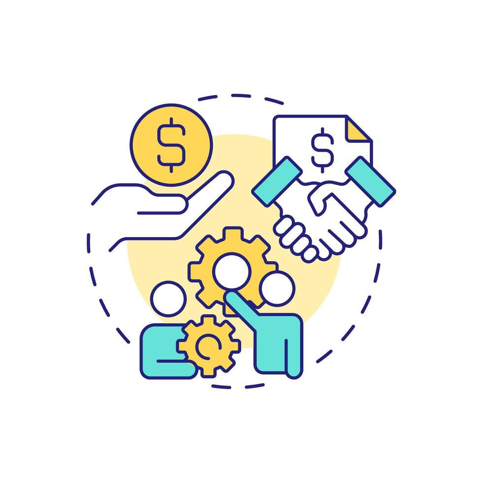 Strengthening financial relationships multi color concept icon. Benefit of intercompany accounting transactions. Round shape line illustration. Abstract idea. Graphic design. Easy to use in booklet vector