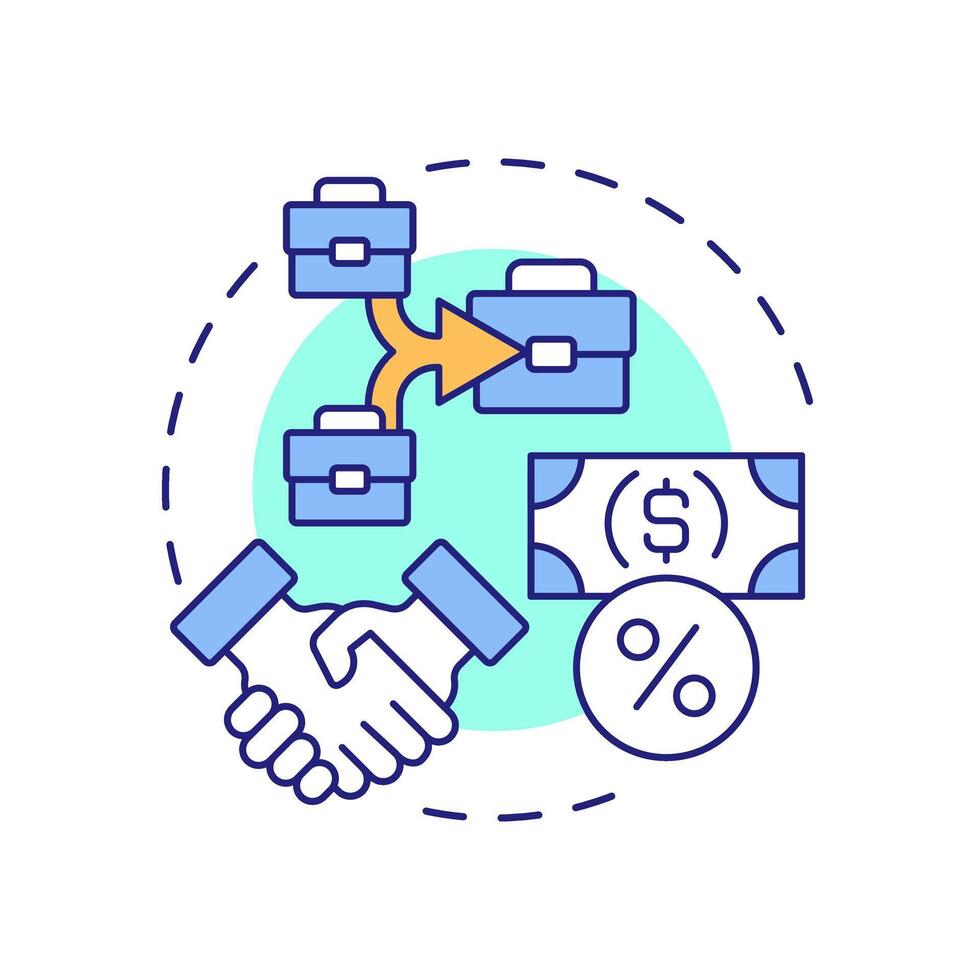 Transfer of assets multi color concept icon. Movement of ownership in corporate group. Intercompany transactions. Round shape line illustration. Abstract idea. Graphic design. Easy to use in booklet vector