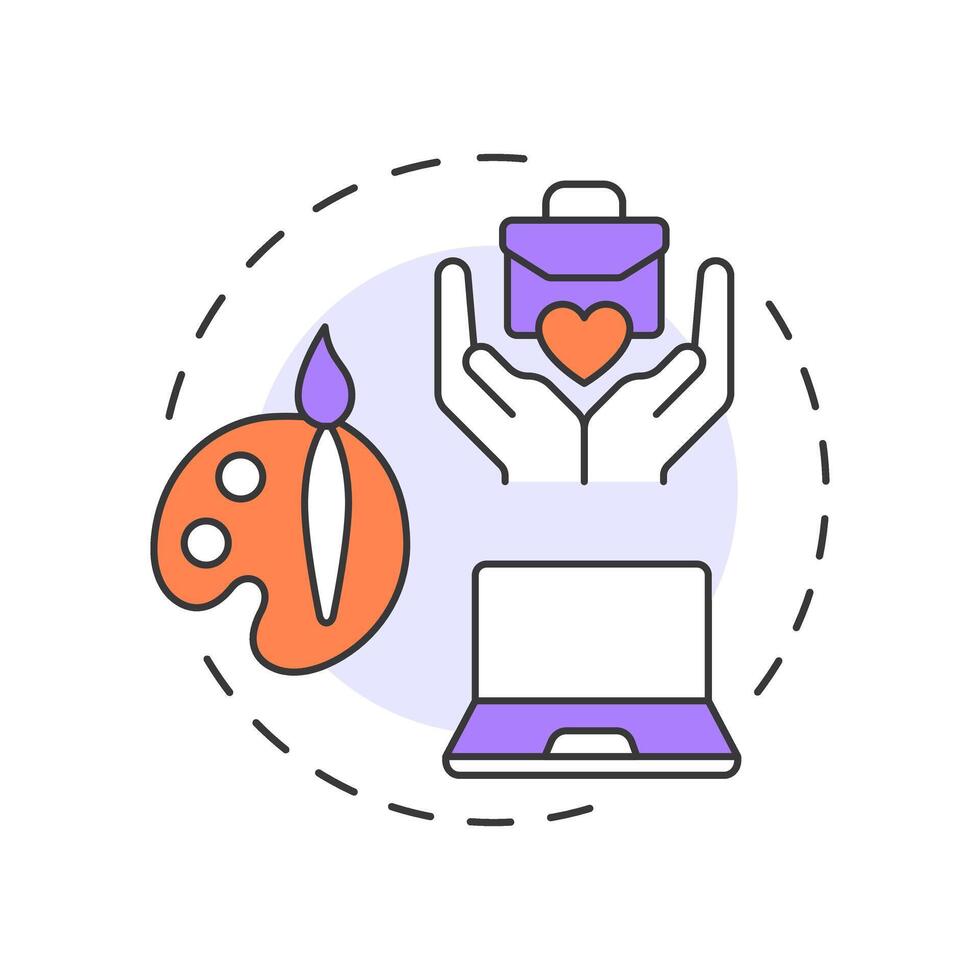 Skills based volunteering multi color concept icon. Using professional experience. Contribution type. Round shape line illustration. Abstract idea. Graphic design. Easy to use in brochure vector