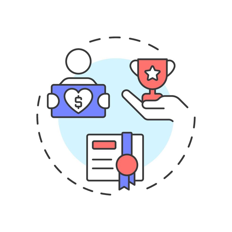 Volunteer recognition multi color concept icon. Celebrating contributions. Supporters management component. Round shape line illustration. Abstract idea. Graphic design. Easy to use in brochure vector