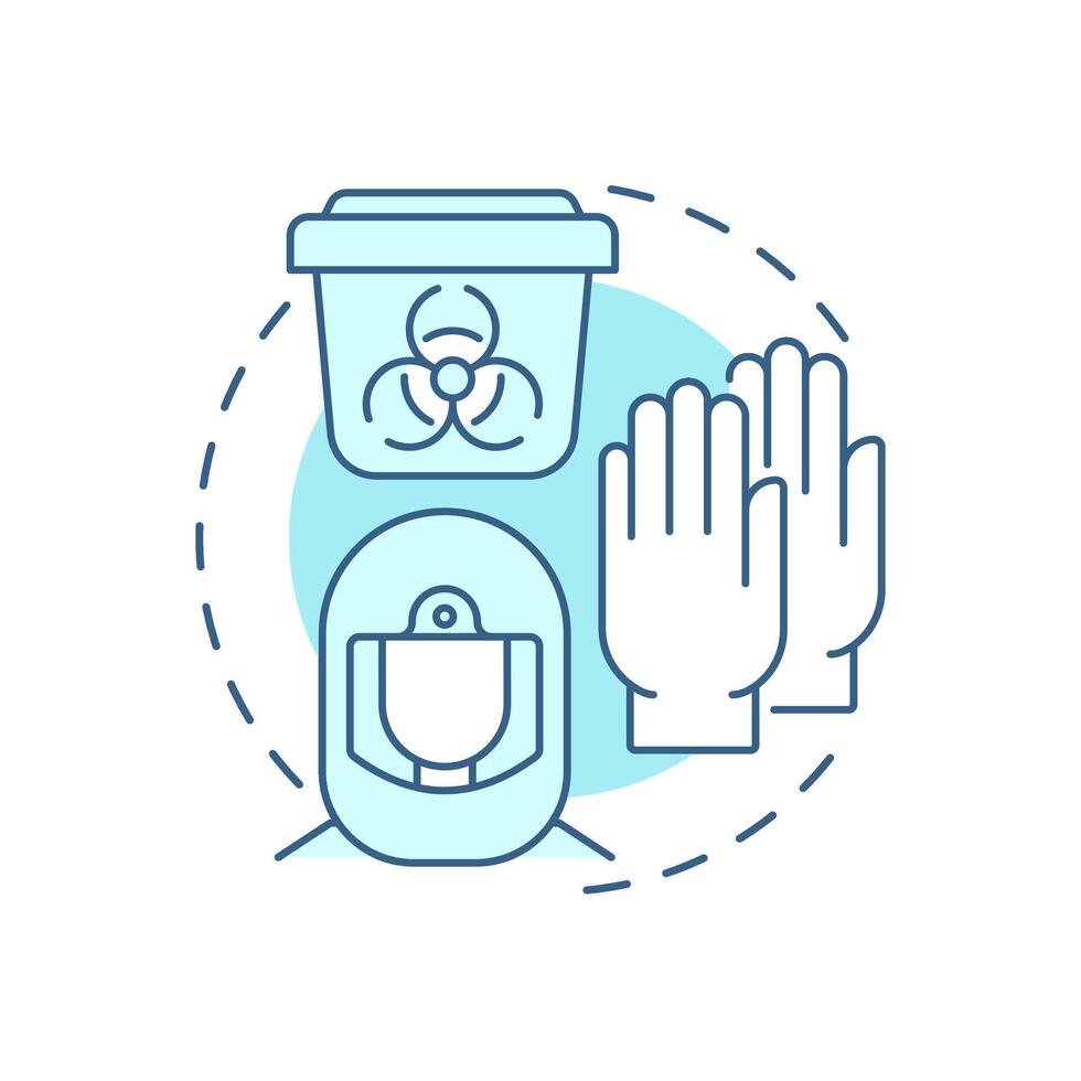 Protect healthcare workers soft blue concept icon. Biohazard protective gear. Regulation, compliance. Round shape line illustration. Abstract idea. Graphic design. Easy to use in presentation vector