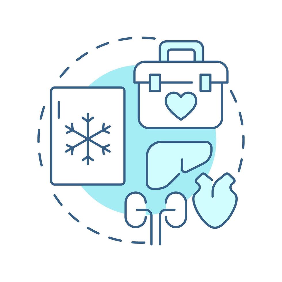 Organoid biobanks soft blue concept icon. 3D miniature organ like structures. Studying human diseases. Round shape line illustration. Abstract idea. Graphic design. Easy to use in article vector