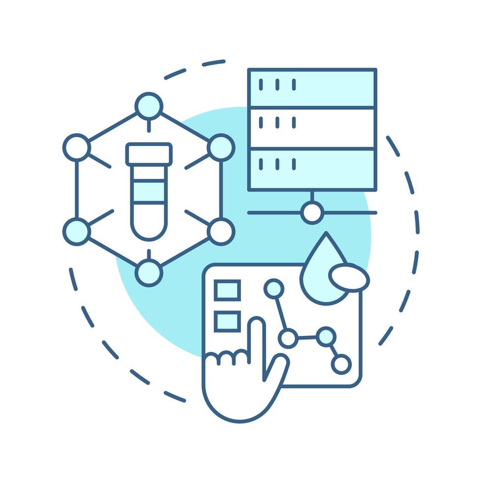 Digital biobanks soft blue concept icon. Online platforms with bio information. Biorepository classification. Round shape line illustration. Abstract idea. Graphic design. Easy to use in article vector