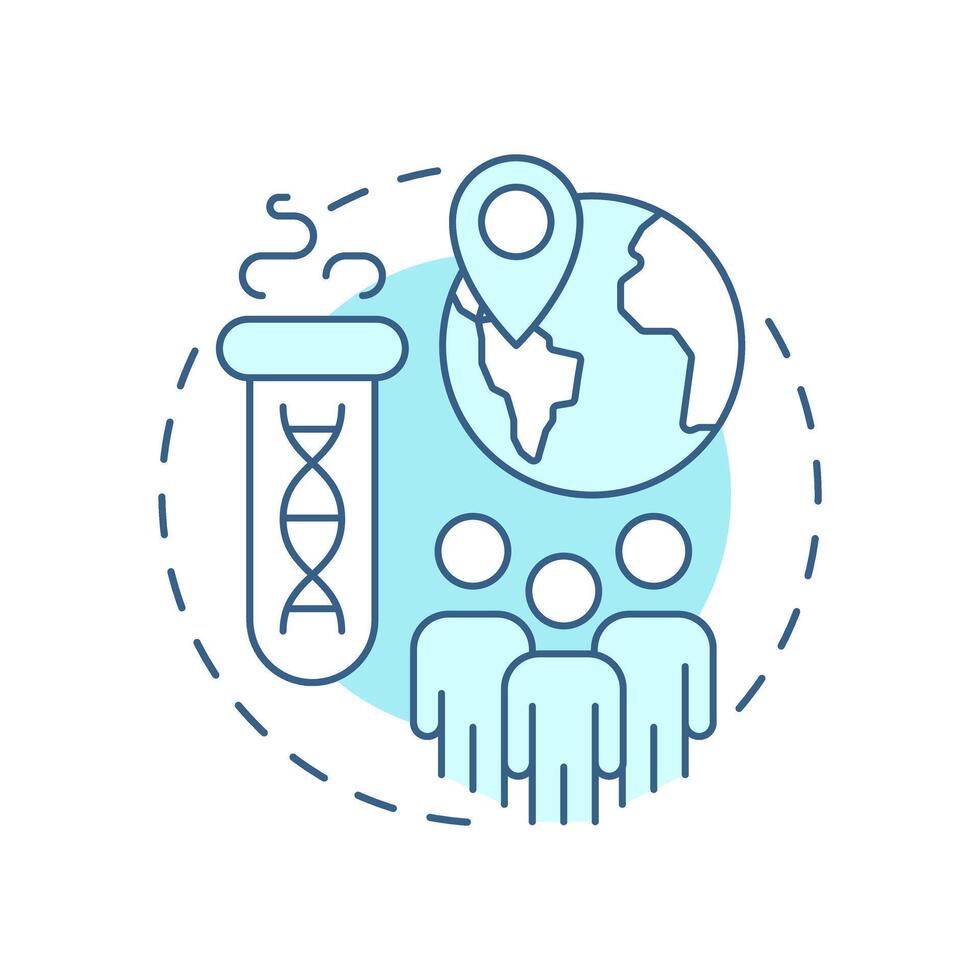 Population based biobanks soft blue concept icon. Collect biological samples. Biorepository classification. Round shape line illustration. Abstract idea. Graphic design. Easy to use in article vector