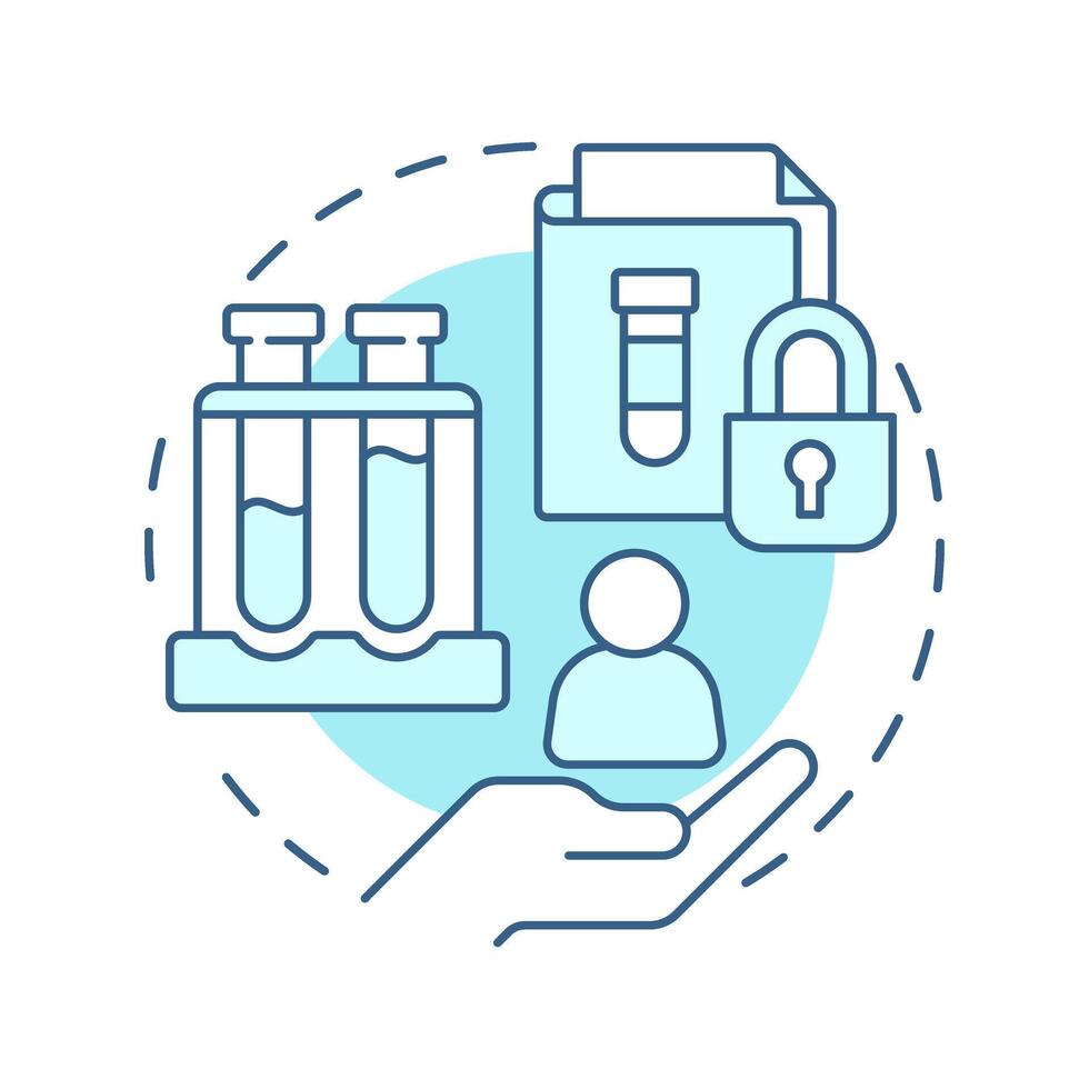Biobank ethics soft blue concept icon. Responsible processing of bio specimens. Biorepository benefit. Round shape line illustration. Abstract idea. Graphic design. Easy to use in article vector
