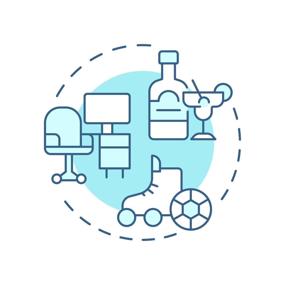 Work hard play harder soft blue concept icon. Dedication, efforts. Life balance. Round shape line illustration. Abstract idea. Graphic design. Easy to use in infographic, presentation vector
