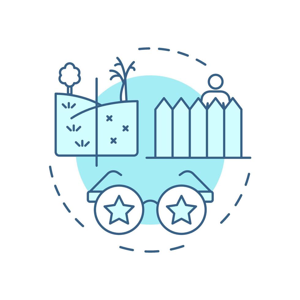 Grass always greener soft blue concept icon. Negative thinking, comparison. Mentality, mindset. Round shape line illustration. Abstract idea. Graphic design. Easy to use in infographic, presentation vector