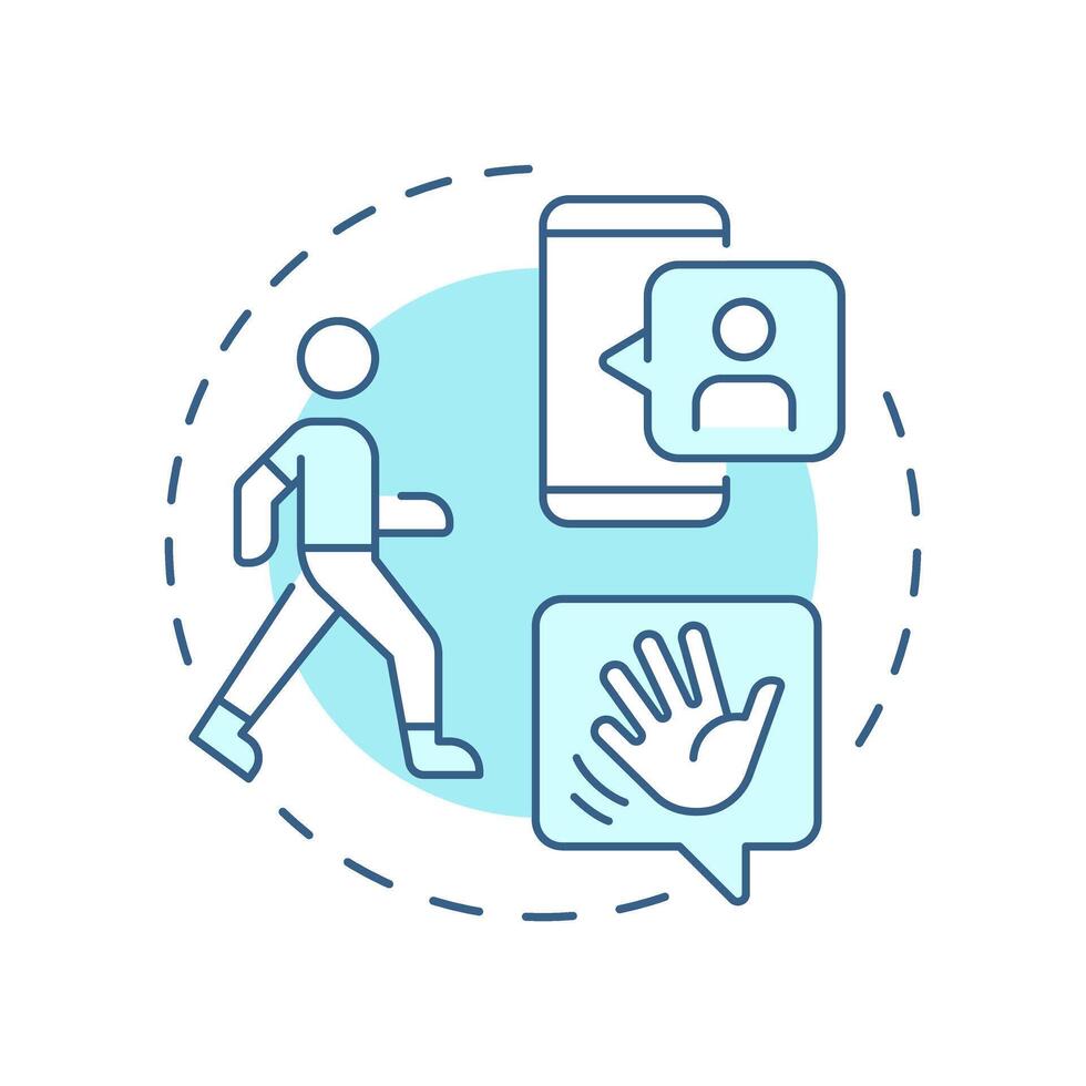 Speak of devil soft blue concept icon. Internet communication. Networking, social. Round shape line illustration. Abstract idea. Graphic design. Easy to use in infographic, presentation vector