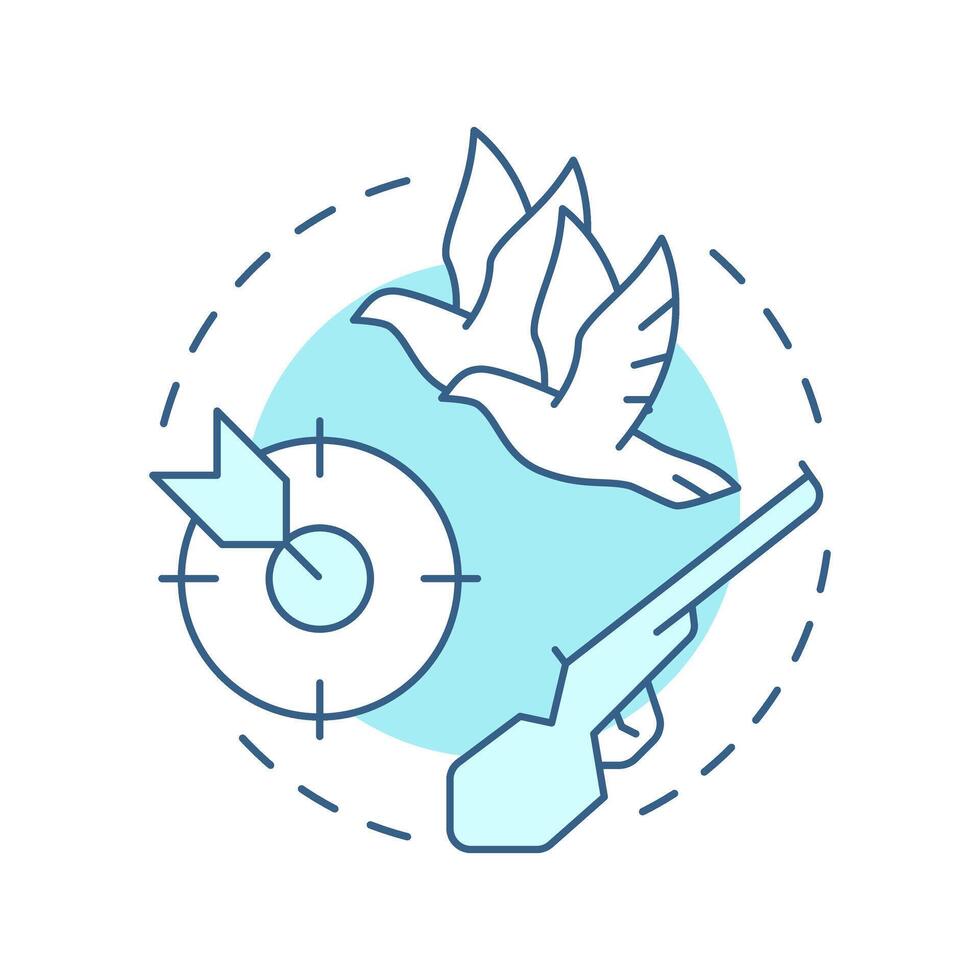 Kill two birds with one stone multi color concept icon. Personal efficiency, multitasking. Round shape line illustration. Abstract idea. Graphic design. Easy to use in infographic, presentation vector