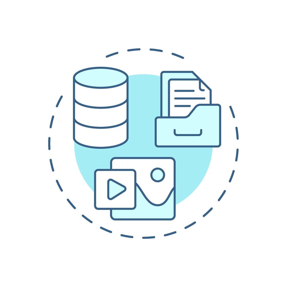 Digital assets management soft blue concept icon. E commerce data storage system. Feature of PIM. Round shape line illustration. Abstract idea. Graphic design. Easy to use in presentation vector
