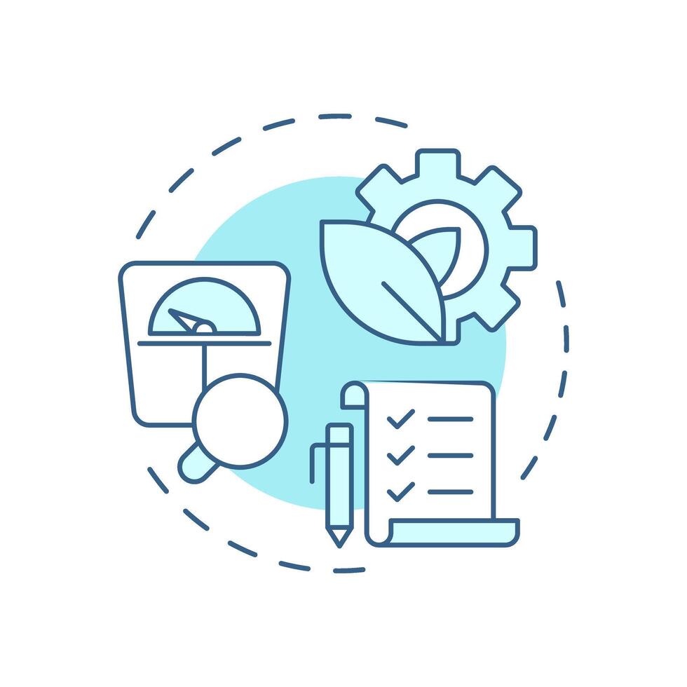 Product specifications soft blue concept icon. Features and performance capabilities. Goods data sheet. Round shape line illustration. Abstract idea. Graphic design. Easy to use in presentation vector
