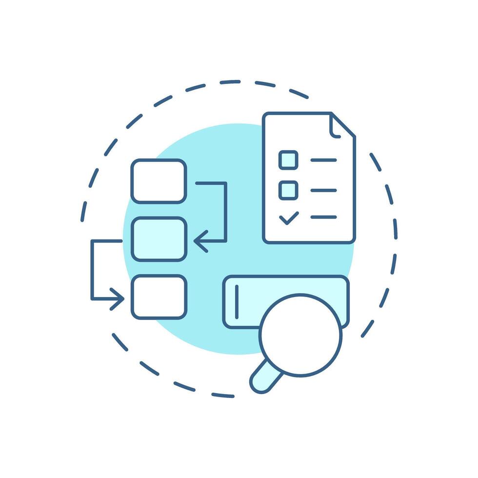 SEO specific product data soft blue concept icon. Optimization for search engines. Key goods information. Round shape line illustration. Abstract idea. Graphic design. Easy to use in presentation vector