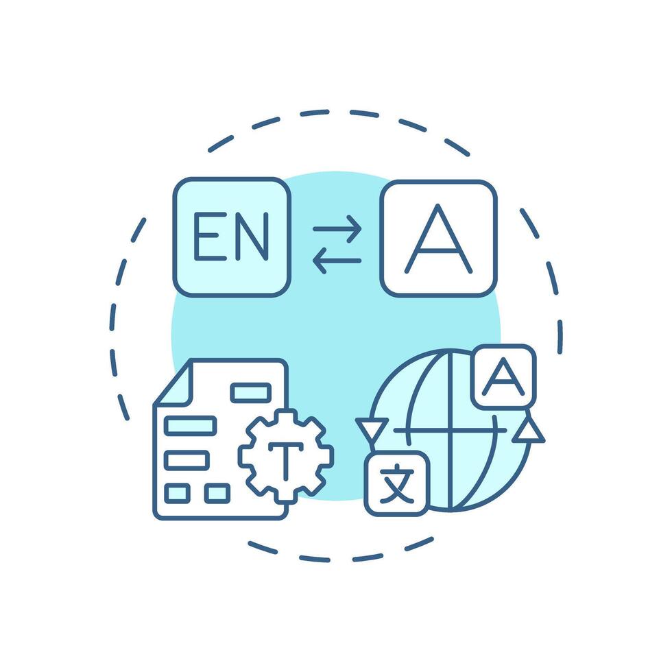 Localized data soft blue concept icon. Adaption for markets, regions, languages. Key product information. Round shape line illustration. Abstract idea. Graphic design. Easy to use in presentation vector