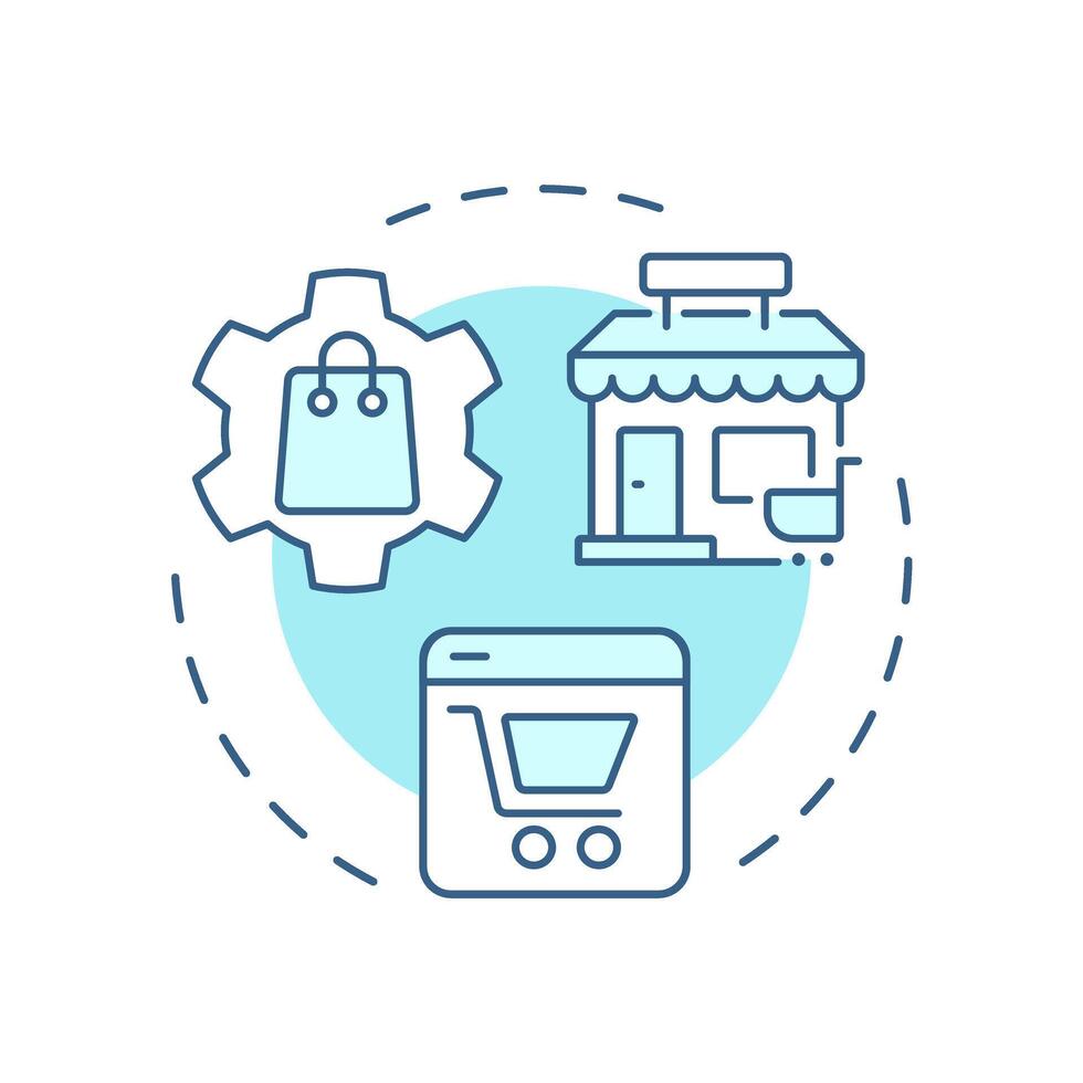 Multichannel distribution soft blue concept icon. Products distribution. Benefit of using PIM system. Round shape line illustration. Abstract idea. Graphic design. Easy to use in presentation vector