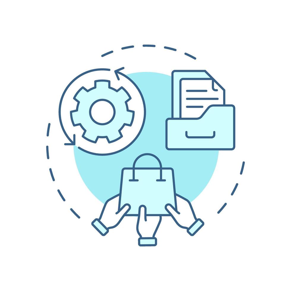 Product information management soft blue concept icon. Centralized data collecting system. E commerce. Round shape line illustration. Abstract idea. Graphic design. Easy to use in presentation vector