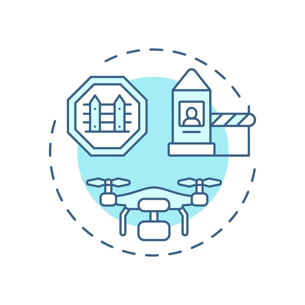 Border surveillance soft blue concept icon. IBM strategy. National security methods improvement. Round shape line illustration. Abstract idea. Graphic design. Easy to use in presentation vector
