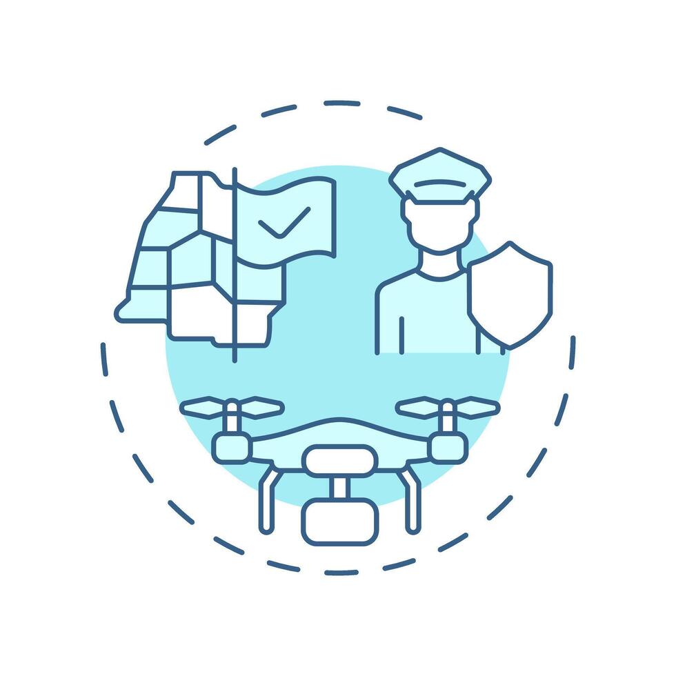 Internal control and return soft blue concept icon. Migration. Four filter model of IBM system. Round shape line illustration. Abstract idea. Graphic design. Easy to use in promotional material vector