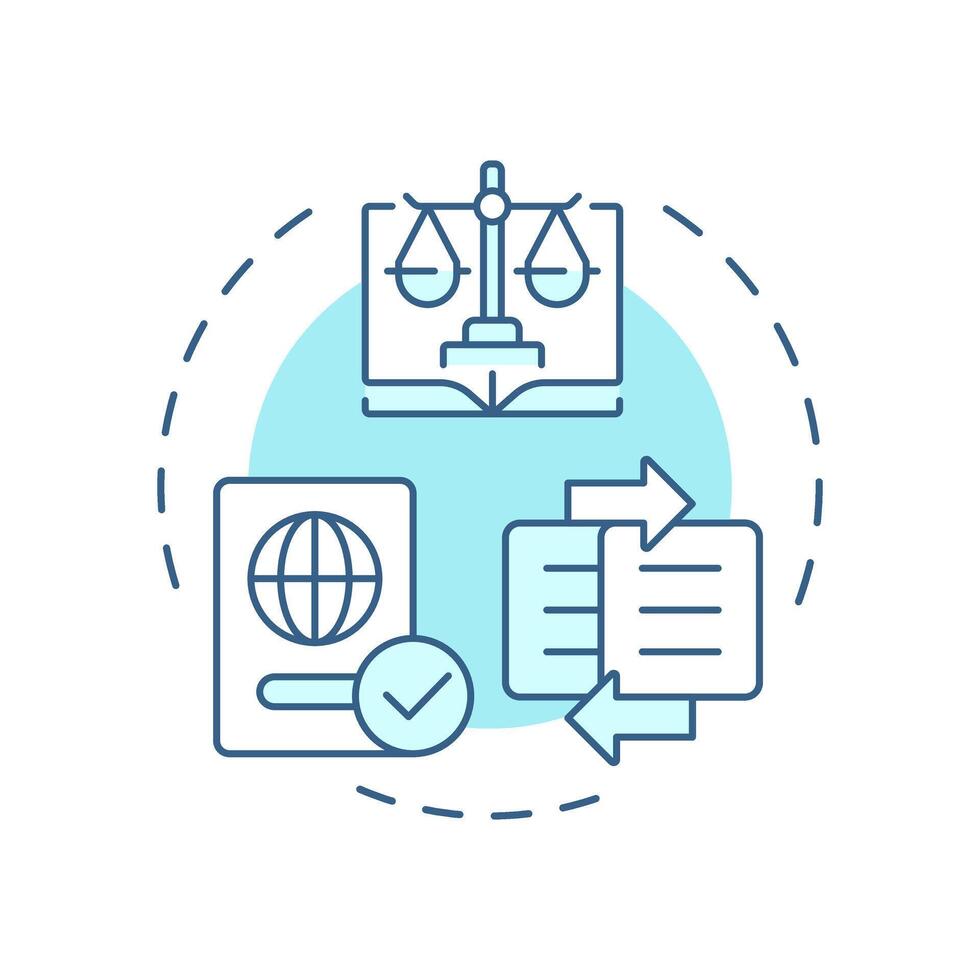 Legislative integration soft blue concept icon. Law regulation. Area of IBM collaboration. Round shape line illustration. Abstract idea. Graphic design. Easy to use in promotional material vector