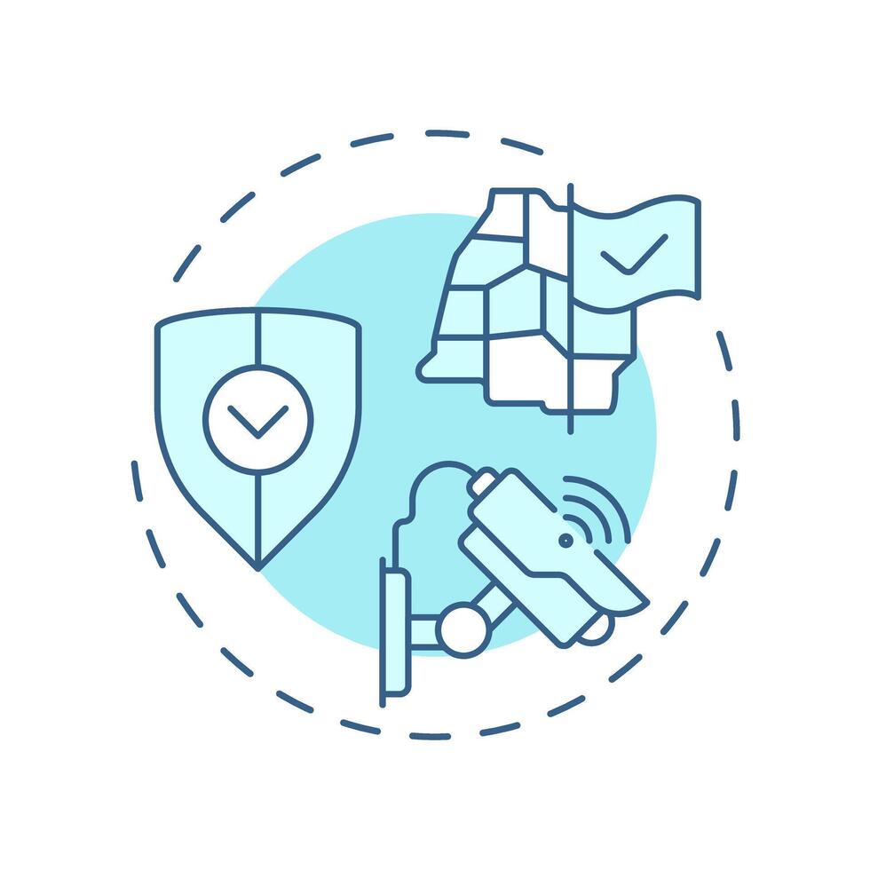 Increased internal security soft blue concept icon. Preventing crimes. Benefit of border management. Round shape line illustration. Abstract idea. Graphic design. Easy to use in presentation vector