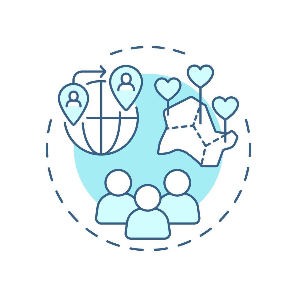 Management of migration flows soft blue concept icon. National security. Benefit of border regulation. Round shape line illustration. Abstract idea. Graphic design. Easy to use in presentation vector