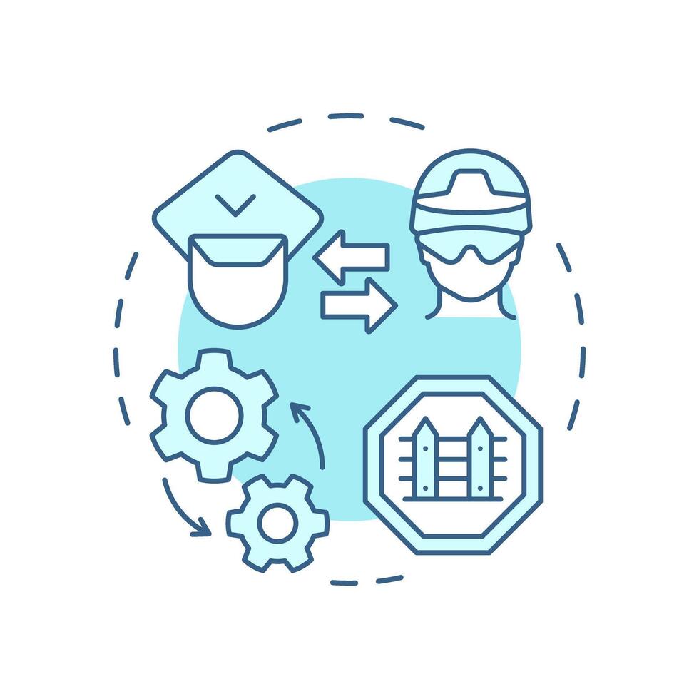 Operational integration soft blue concept icon. Border control entities. Area of IBM collaboration. Round shape line illustration. Abstract idea. Graphic design. Easy to use in presentation vector